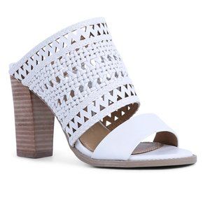 REPORT Raakel Woven Block Heel Mule 10 White 10